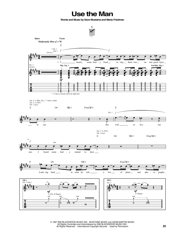 Megadeth Use The Man Musik Noten - Guitar Tab - 165976-0