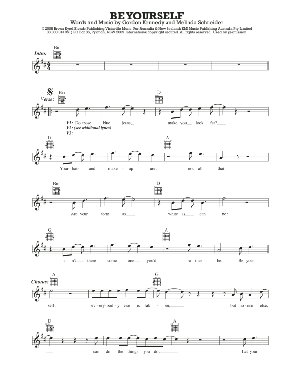 Melinda Schneider Be Yourself Musik Noten - Lead Sheet / Fake Book - 45562-0