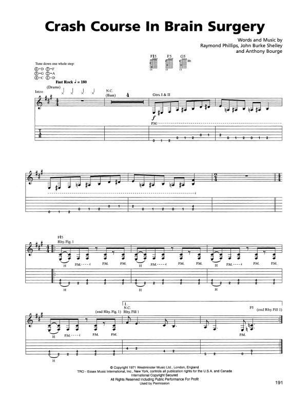 Metallica Crash Course In Brain Surgery Musik Noten - Guitar Tab - 165161-0
