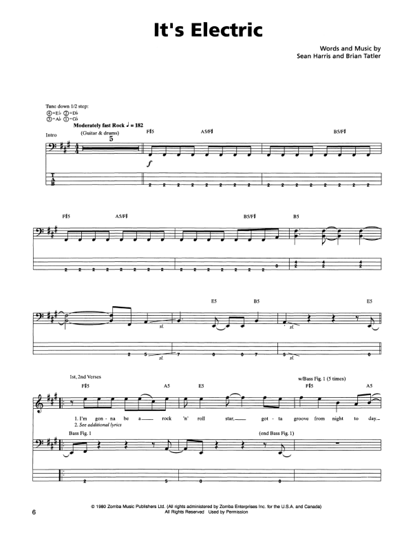 Metallica It's Electric Musik Noten - Bass Guitar Tab - 165168-0
