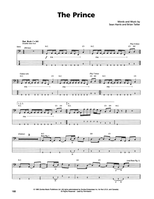 Metallica The Prince Musik Noten - Bass Guitar Tab - 165206-0