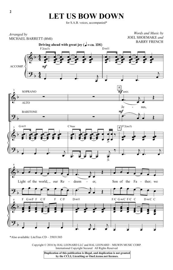 Michael Barrett Let Us Bow Down Musik Noten - SAB Choir - 175844-0