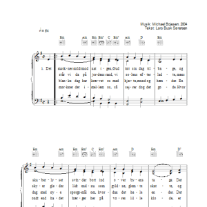 Michael Bojesen Det Morkner Mildt Mod Nat Musik Noten - Piano, Vocal & Guitar Chords - 34039-0