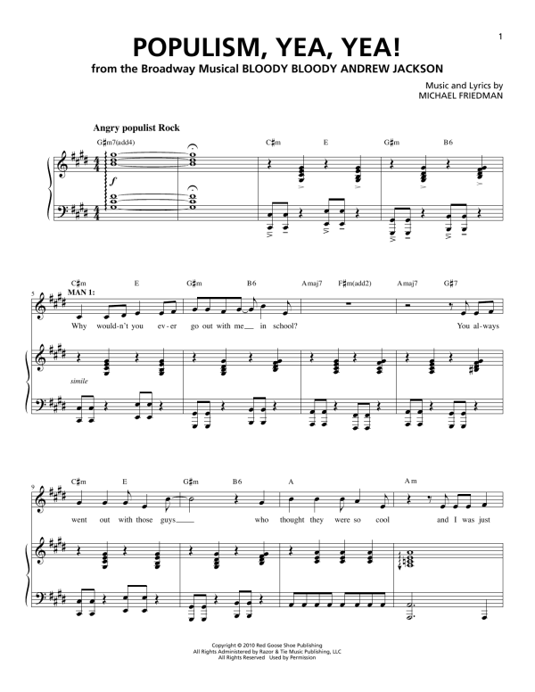 Michael Friedman Populism, Yea, Yea! Musik Noten - Piano & Vocal - 159264-0