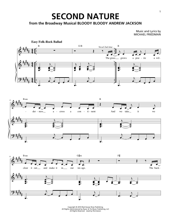 Michael Friedman Second Nature Musik Noten - Piano & Vocal - 159274-0