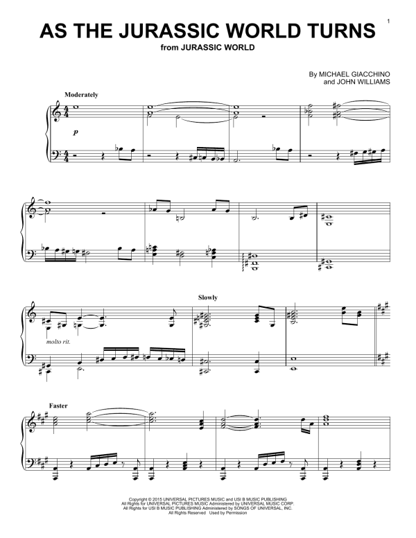 Michael Giacchino As The Jurassic World Turns Musik Noten - Piano Solo - 160855-0