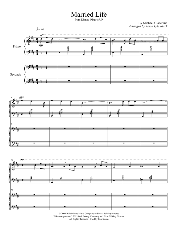 Michael Giacchino Married Life (from Up) (arr. Jason Lyle Black) Musik Noten - Piano Duet - 162301-0