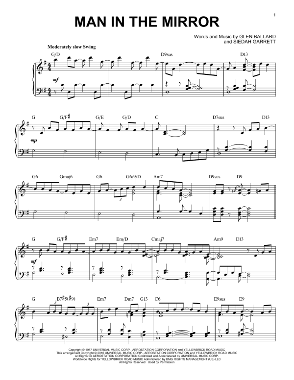 Michael Jackson Man In The Mirror [Jazz version] (arr. Brent Edstrom) Musik Noten - Piano Solo - 169359-0