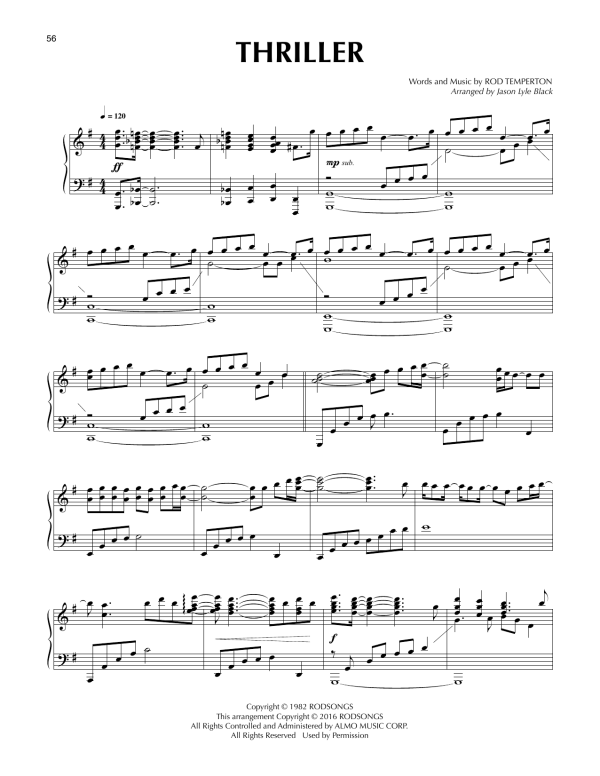 Michael Jackson Thriller (arr. Jason Lyle Black) Musik Noten - Piano Solo - 174537-0