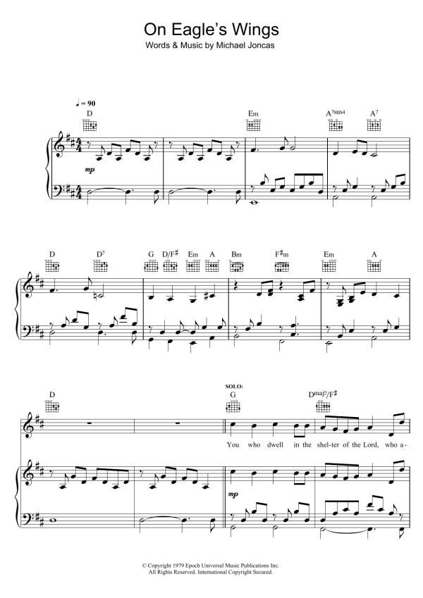 Michael Joncas On Eagle's Wings Musik Noten - Piano, Vocal & Guitar Chords - 122424-0