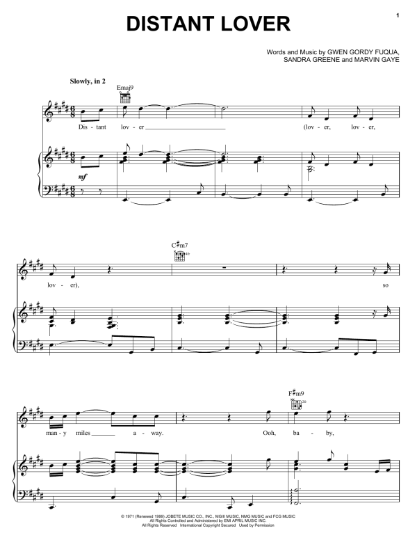 Michael McDonald Distant Lover Musik Noten - Piano, Vocal & Guitar Chords - 57354-0