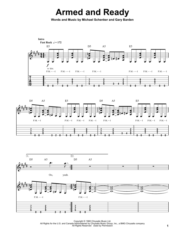 Michael Schenker Group Armed And Ready Musik Noten - Guitar Tab - 159597-0