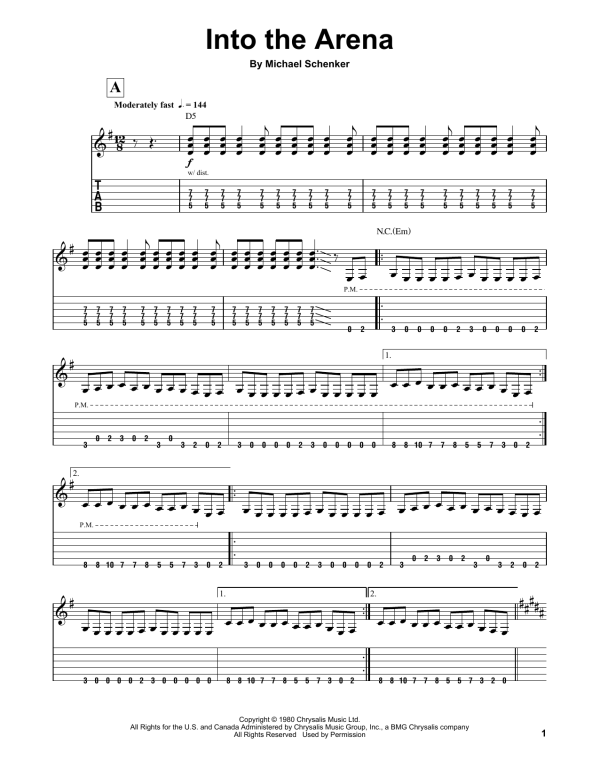 Michael Schenker Group Into The Arena Musik Noten - Guitar Tab - 159598-0