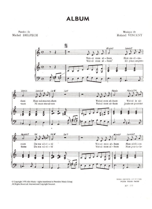 Michel Delpech Album Musik Noten - Piano & Vocal - 120816-0