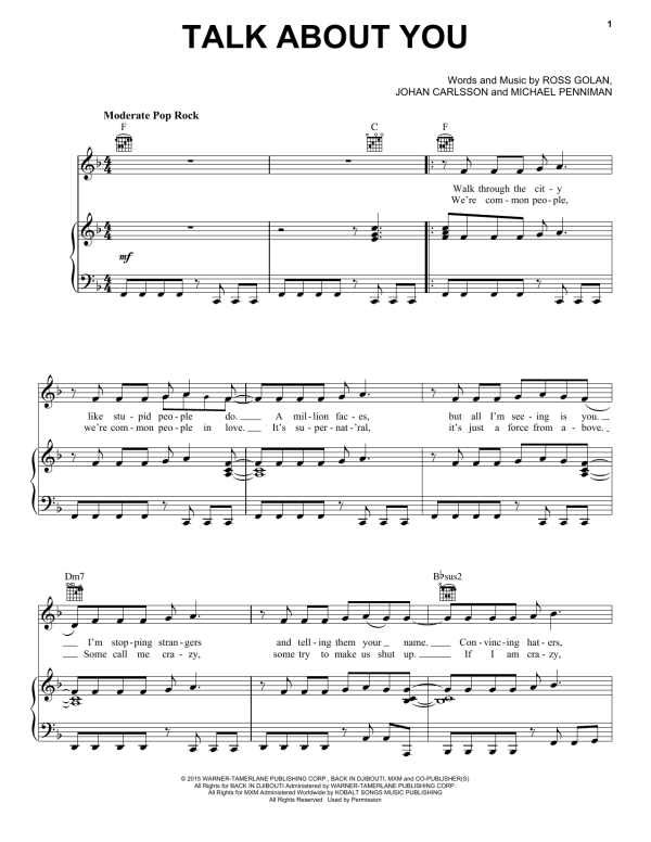 Mika Talk About You Musik Noten - Piano, Vocal & Guitar Chords - 159904-0