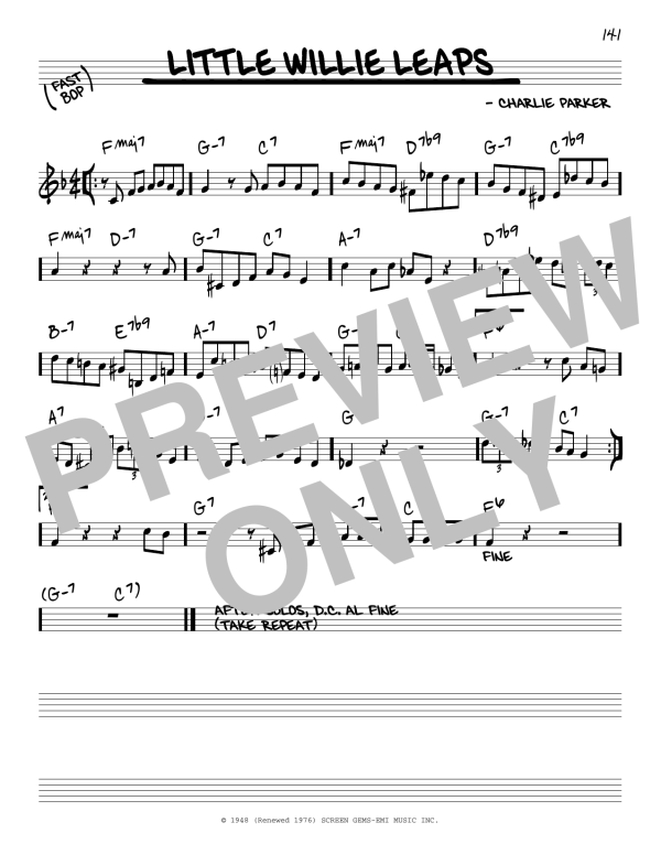 Miles Davis Little Willie Leaps Musik Noten - Real Book – Melody & Chords – C Instruments - 60741-0