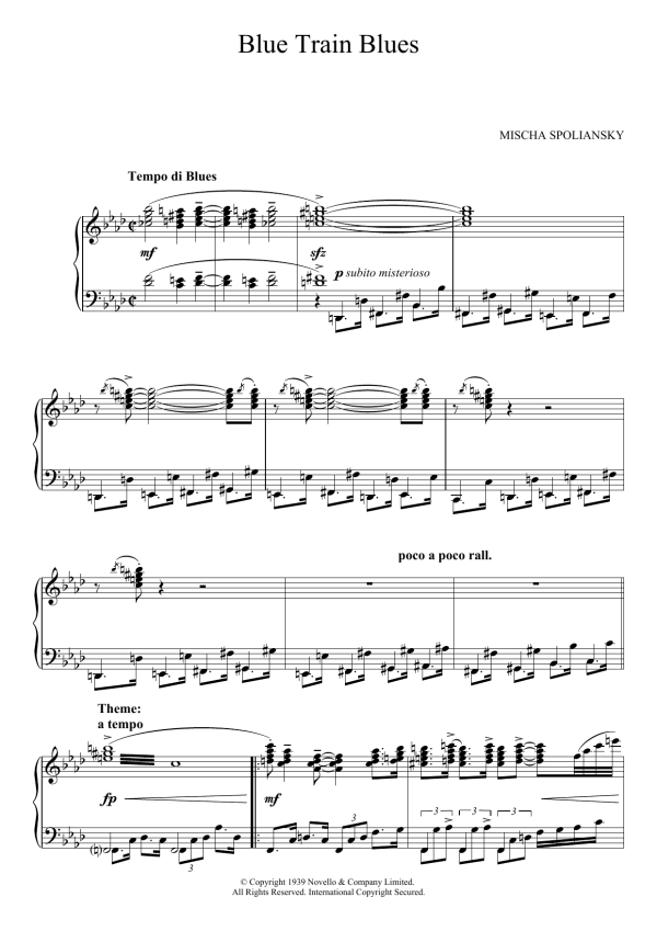 Mischa Spoliansky Blue Train Blues (Over The Moon) Musik Noten - Piano Solo - 123898-0