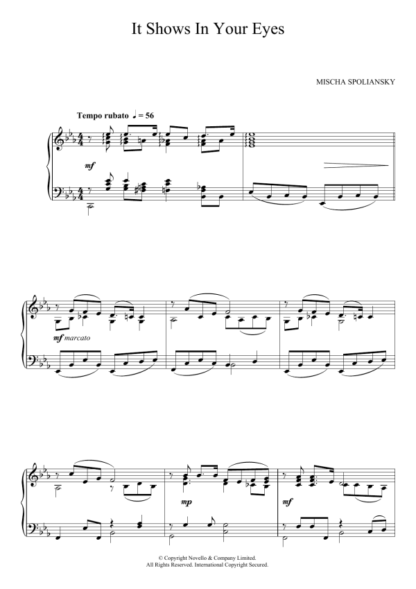 Mischa Spoliansky It Shows In Your Eyes Musik Noten - Piano Solo - 123945-0
