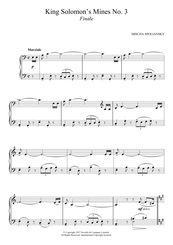 Mischa Spoliansky King Solomon's Mines 3. Finale Musik Noten - Piano Solo - 123941-0