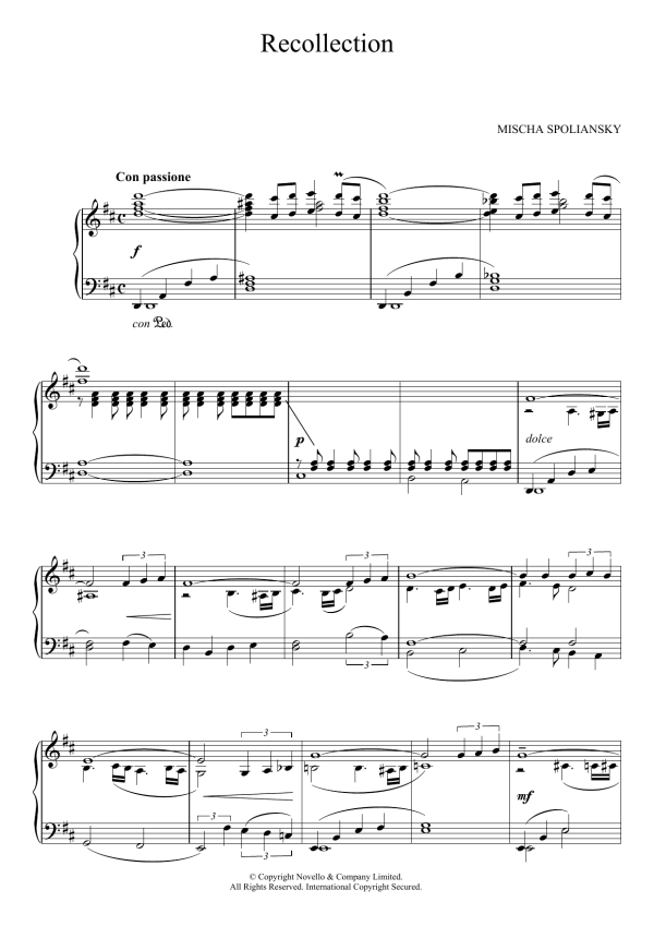 Mischa Spoliansky Recollection Musik Noten - Piano Solo - 123952-0