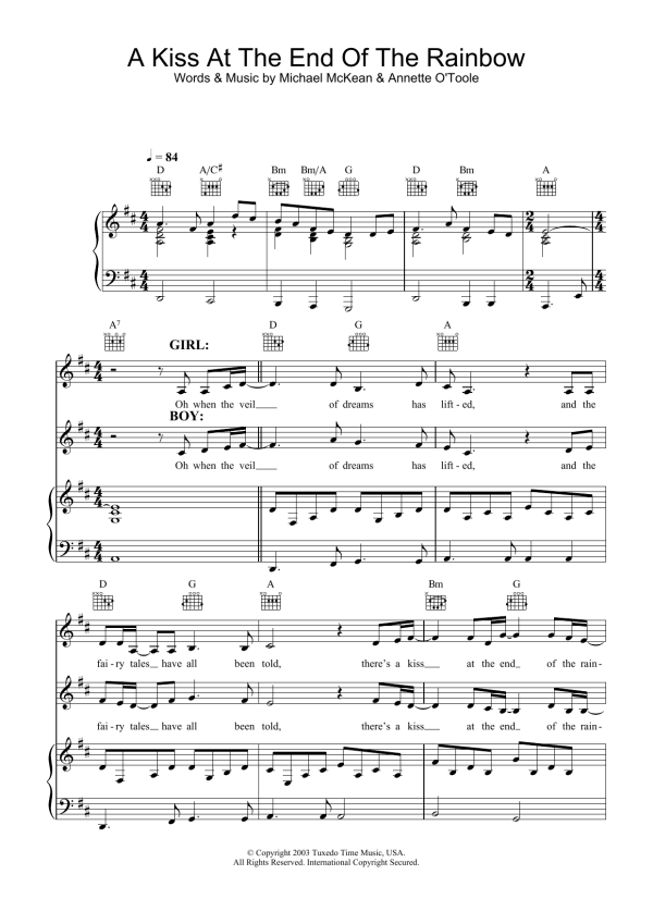 Mitch & Mickey A Kiss At The End Of The Rainbow Musik Noten - Piano, Vocal & Guitar Chords - 29740-0