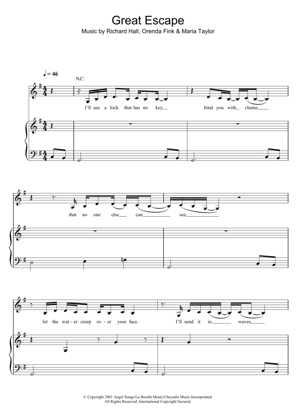 Moby Great Escape Musik Noten - Piano, Vocal & Guitar Chords - 114867-0