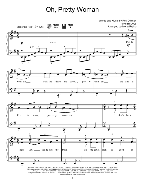 Mona Rejino Oh, Pretty Woman Musik Noten - Educational Piano - 172772-0