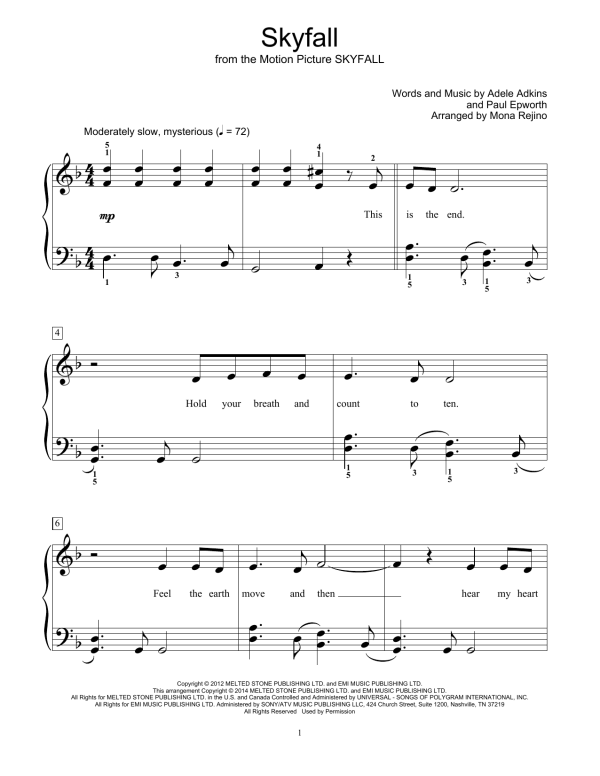 Mona Rejino Skyfall Musik Noten - Educational Piano - 153498-0