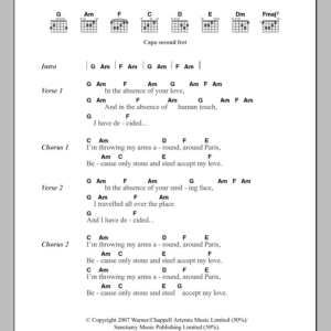 Morrissey I'm Throwing My Arms Around Paris Musik Noten - Guitar Chords/Lyrics - 103293-0