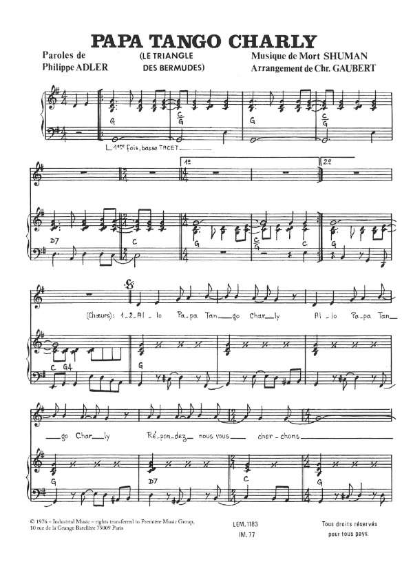 Mort Shuman Papa Tango Charly Musik Noten - Piano & Vocal - 119522-0