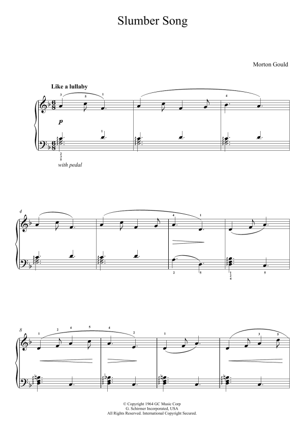 Morton Gould Slumber Song (From 'At The Piano') Musik Noten - Piano Solo - 123916-0
