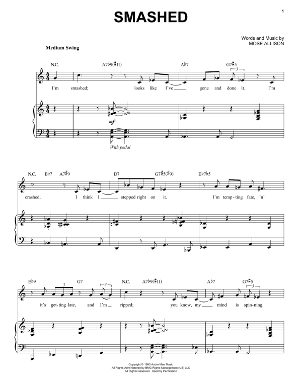 Mose Allison Smashed Musik Noten - Piano & Vocal - 159610-0