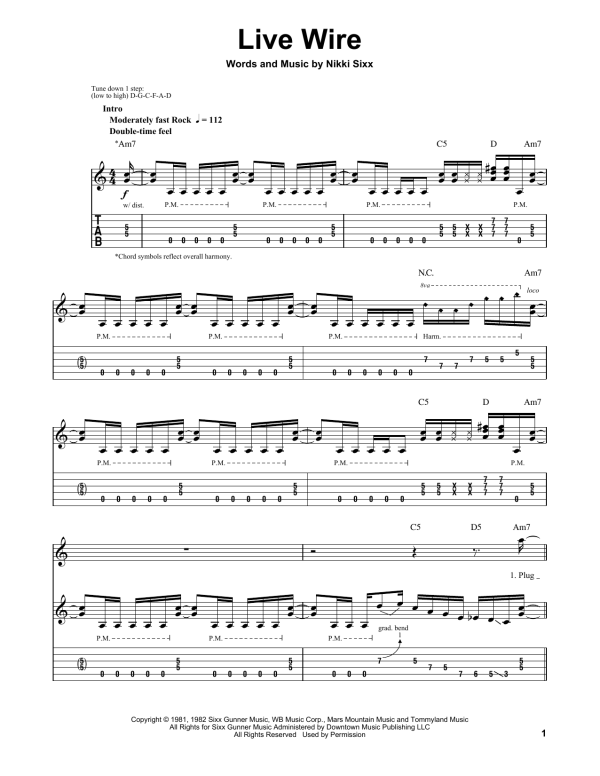 Motley Crue Live Wire Musik Noten - Guitar Tab - 170064-0
