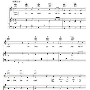 Mrs. Jordon The Blue Bells Of Scotland Musik Noten - Piano, Vocal & Guitar Chords - 69150-0