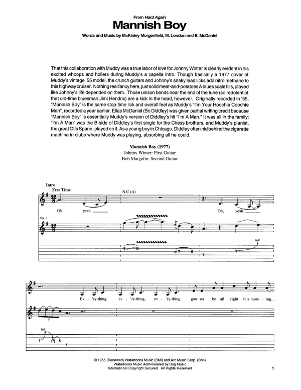 Muddy Waters Mannish Boy Musik Noten - Guitar Tab - 171722-0