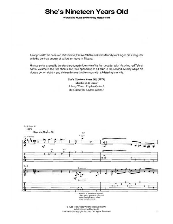 Muddy Waters She's Nineteen Years Old Musik Noten - Guitar Tab - 171724-0