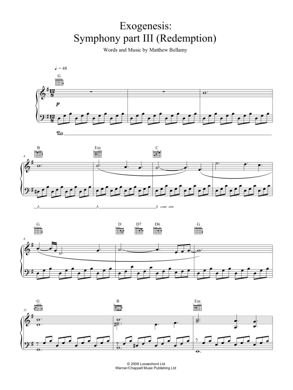 Muse Exogenesis: Symphony Part III (Redemption) Musik Noten - Guitar Tab - 165141-0