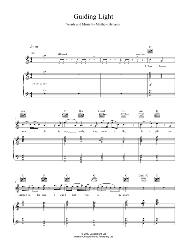 Muse Guiding Light Musik Noten - Guitar Tab - 165122-0