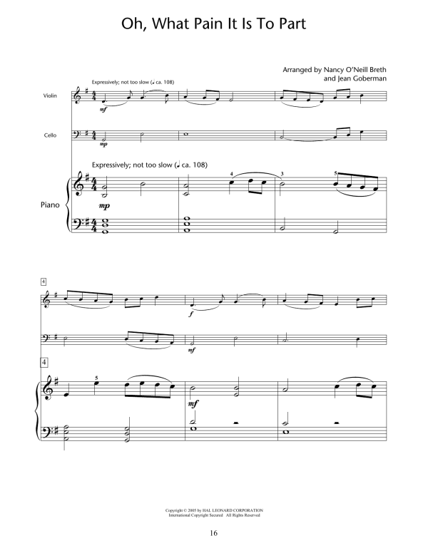 Nancy O'Neill Breth & Jean Goberman Oh, What Pain It Is To Part Musik Noten - Educational Piano Ensemble - 176422-0