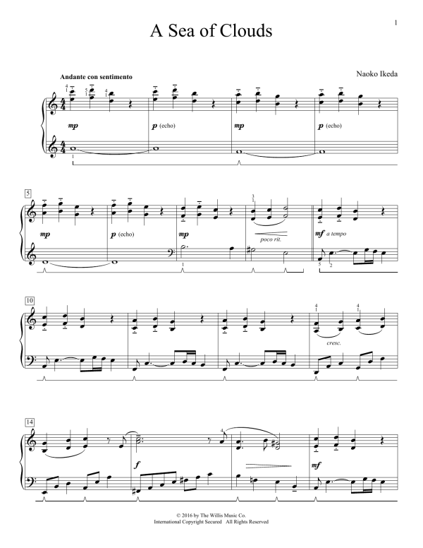 Naoko Ikeda A Sea Of Clouds Musik Noten - Educational Piano - 176185-0