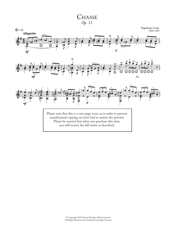 Napoleon Coste Chasse, Op.51 Musik Noten - Easy Guitar - 118788-0