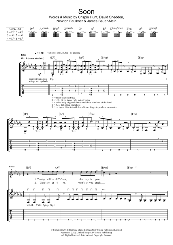 Newton Faulkner Soon Musik Noten - Guitar Tab - 114838-0