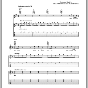 Nickelback I'd Come For You Musik Noten - Guitar Tab - 92582-0
