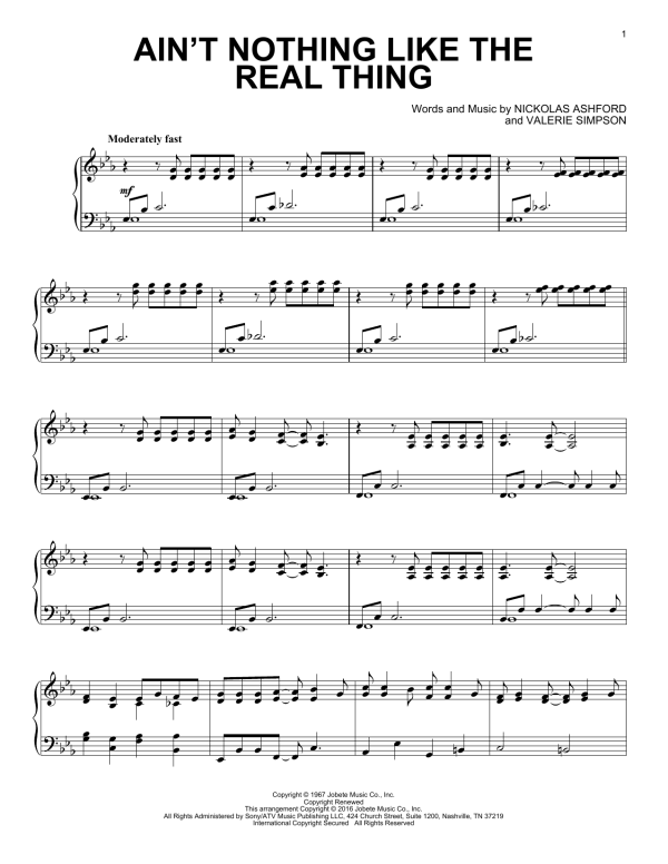 Nickolas Ashford Ain't Nothing Like The Real Thing [Jazz version] Musik Noten - Piano Solo - 176633-0