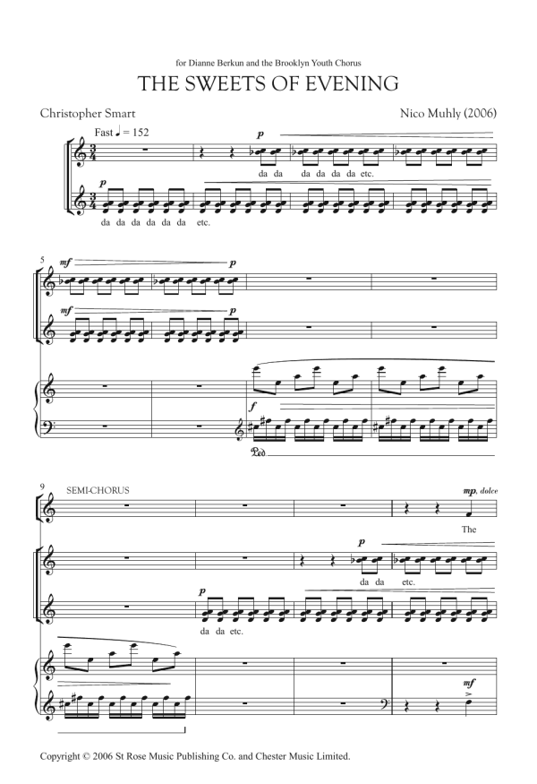 Nico Muhly The Sweets Of Evening Musik Noten - Unison Choir - 122122-0