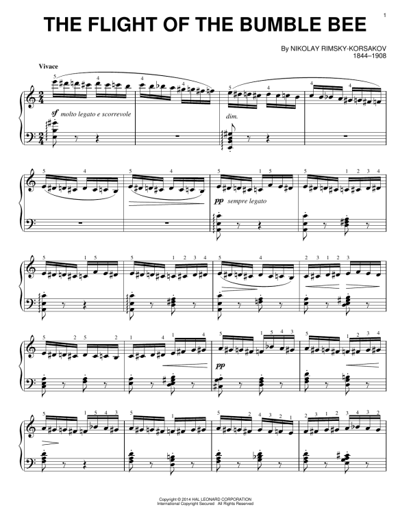 Nicolay Rimsky-Korsakov The Flight Of The Bumble Bee Musik Noten - Piano Solo - 155466-0