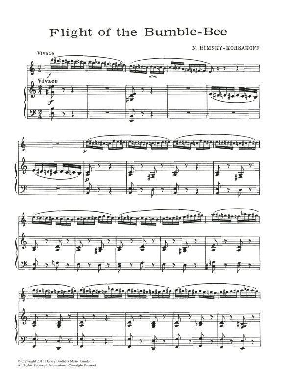 Nikolai Rimsky-Korsakov The Flight Of The Bumblebee (from The Tale Of Tsar Saltan) Musik Noten - Flute Solo - 120766-0