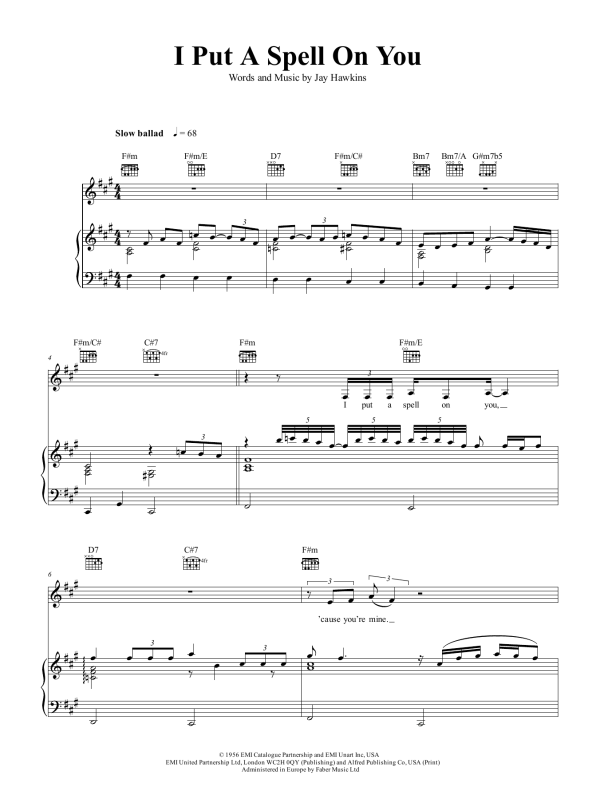 Nina Simone I Put A Spell On You Musik Noten - Piano & Vocal - 154726-0