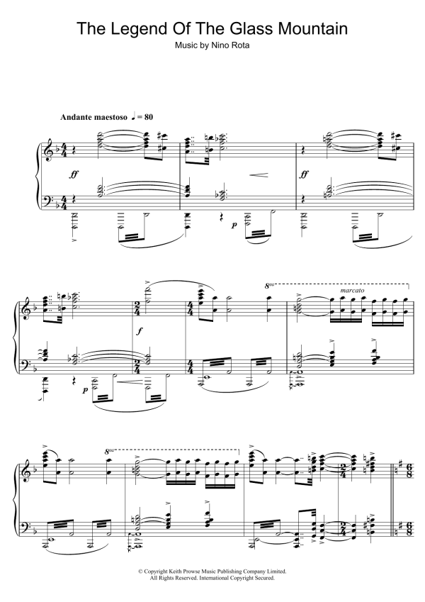 Nino Rota The Legend Of The Glass House Musik Noten - Piano Solo - 114996-0