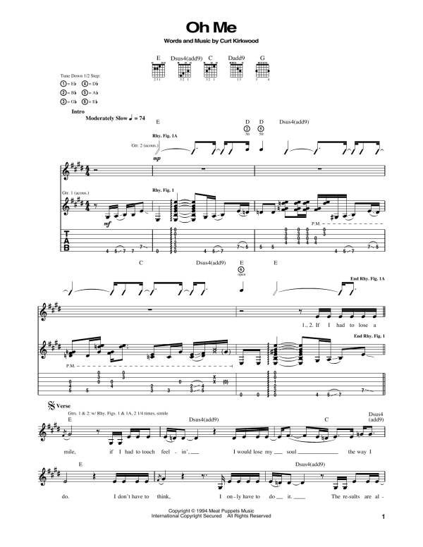 Nirvana Oh Me Musik Noten - Guitar Tab - 171875-0
